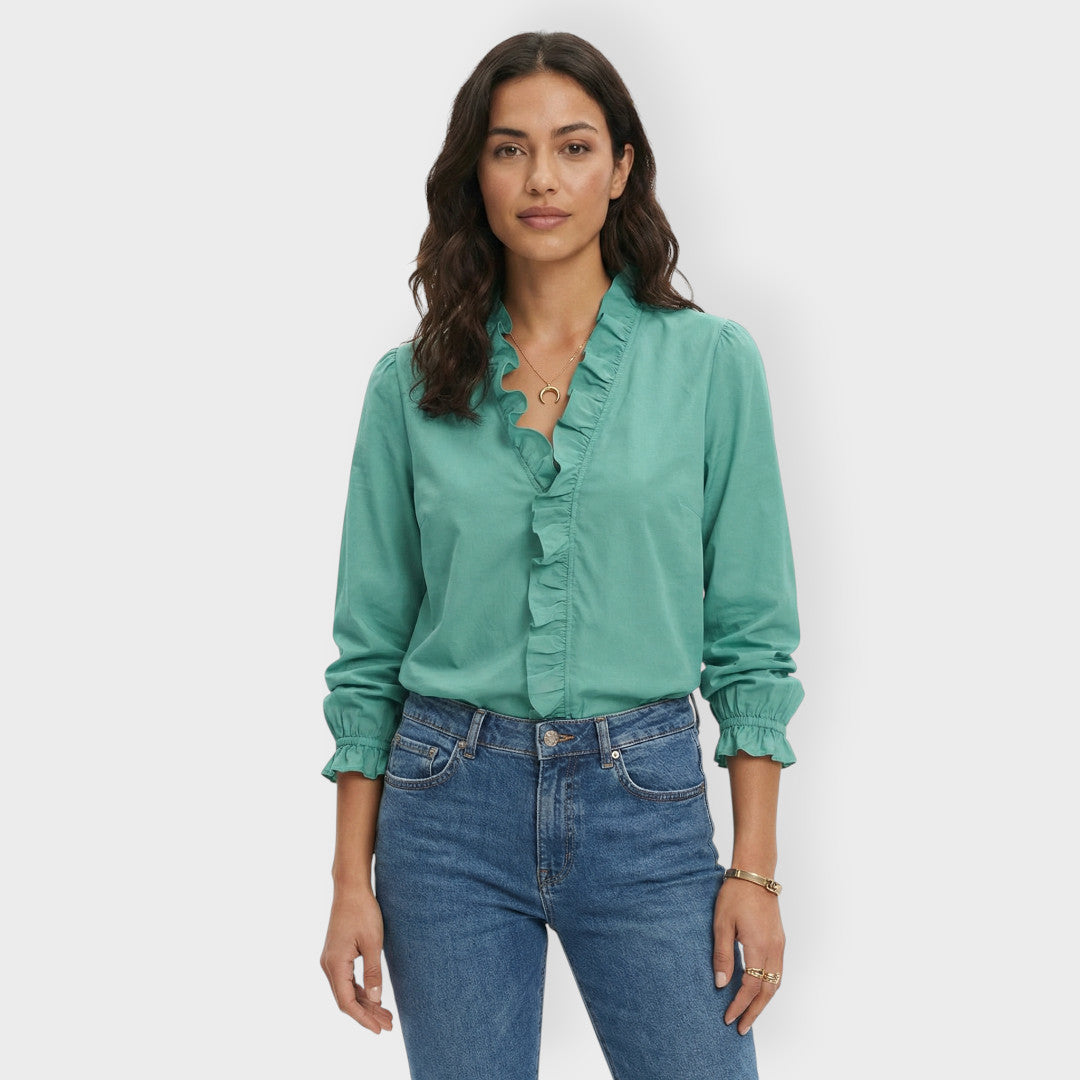 Chemise Blanche Femme Volants Élégante