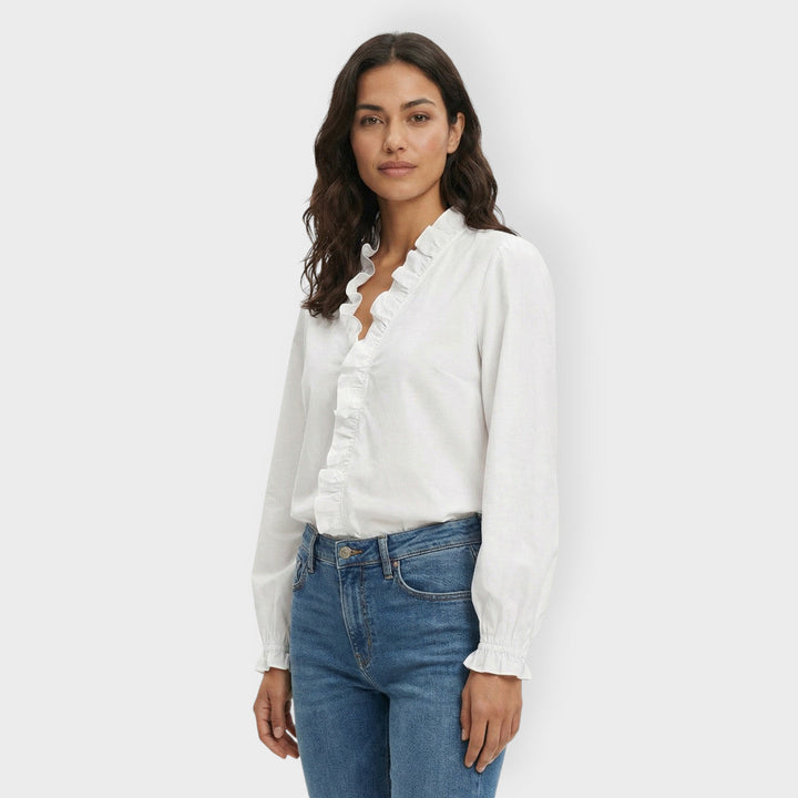 Chemise Blanche Femme Volants Élégante