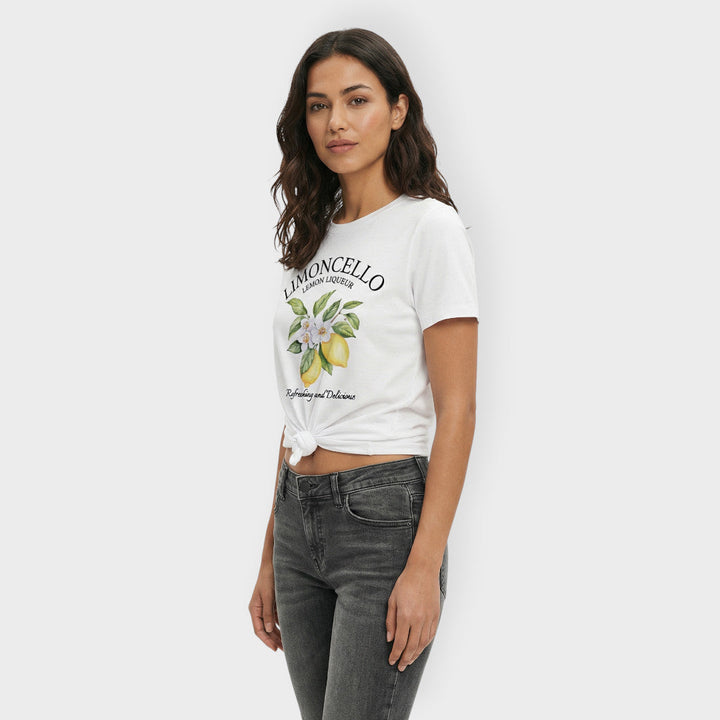 T-shirt Blanc Imprimé Citron Femme