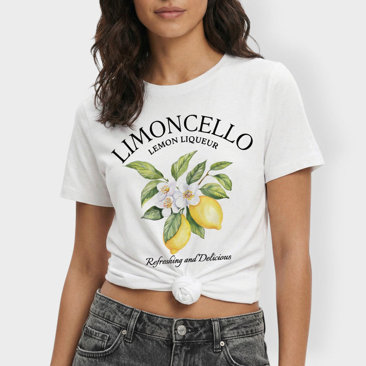 T-shirt Blanc Imprimé Citron Femme