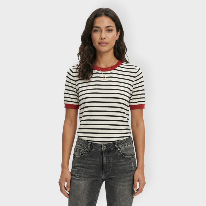T-shirt Manche Courte Rayures Femme