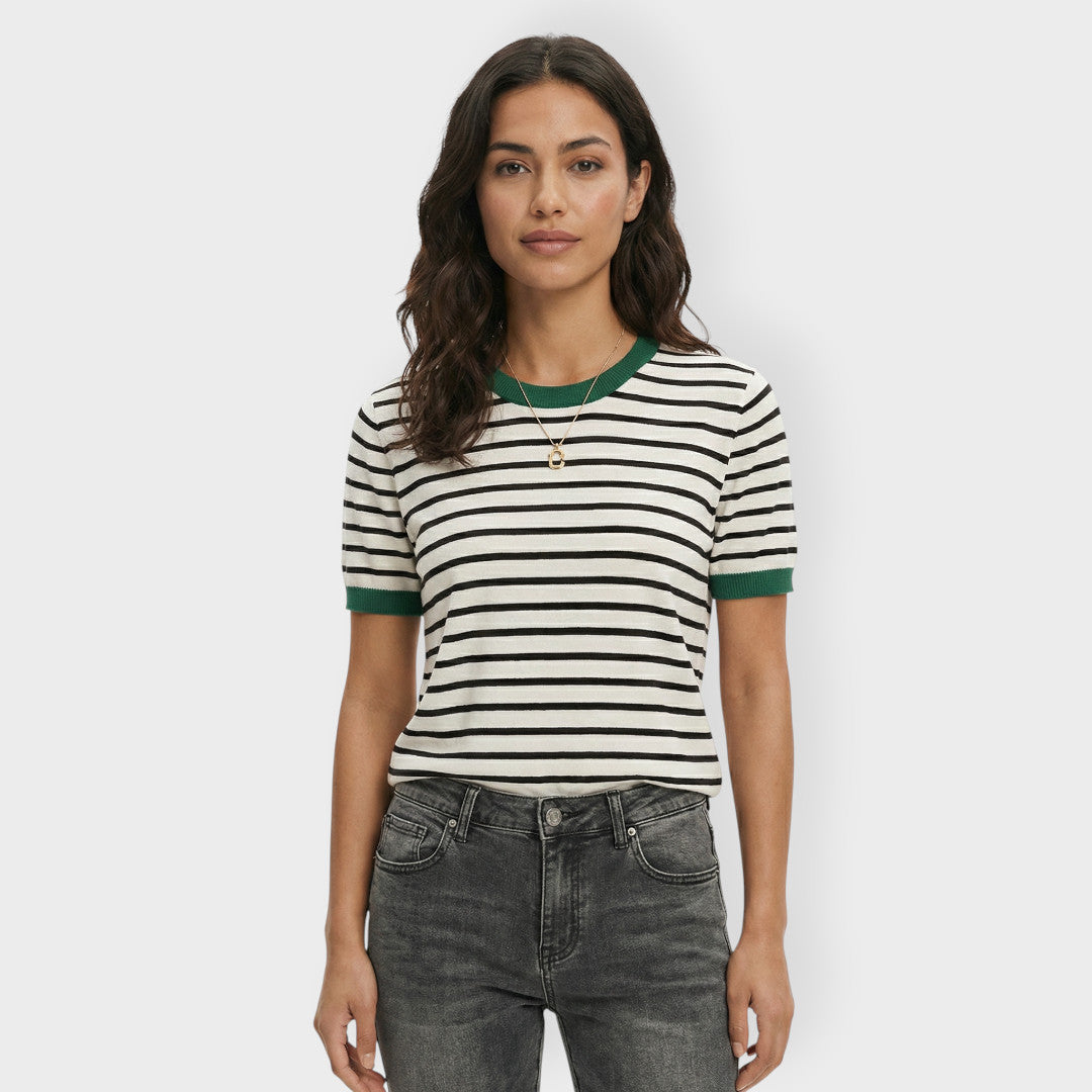 T-shirt Manche Courte Rayures Femme