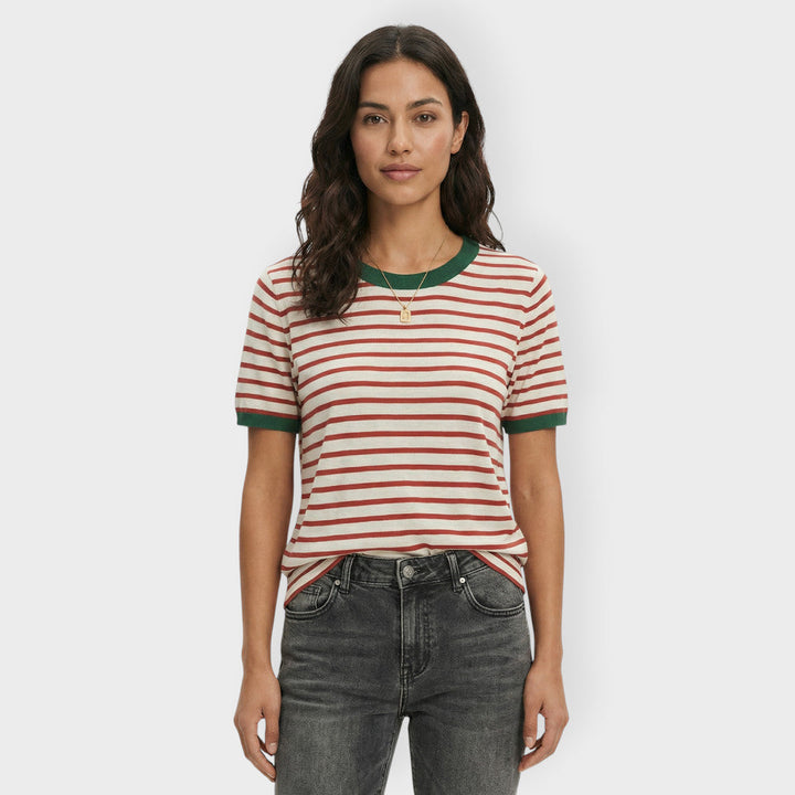 T-shirt Manche Courte Rayures Femme