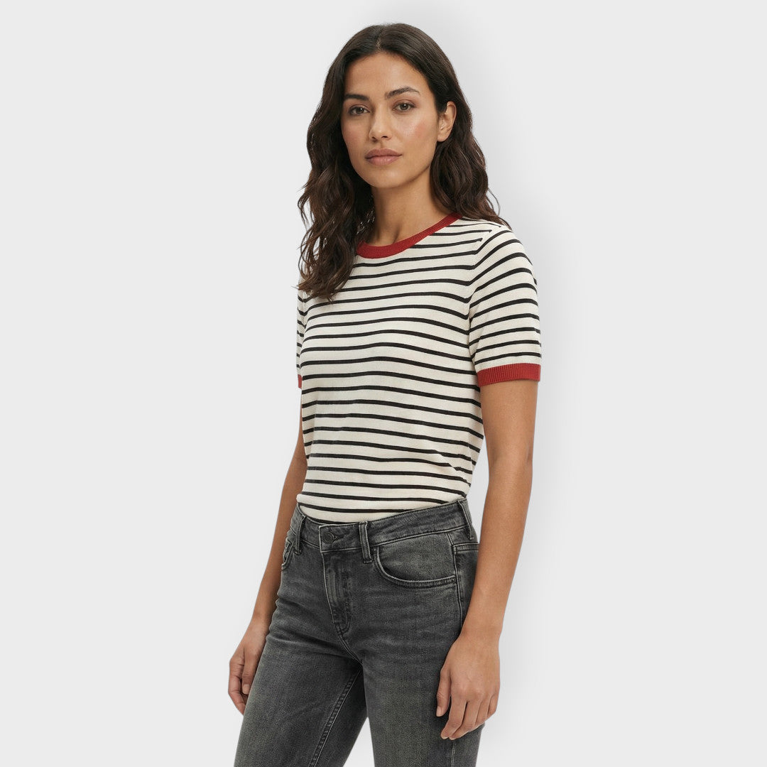 T-shirt Manche Courte Rayures Femme
