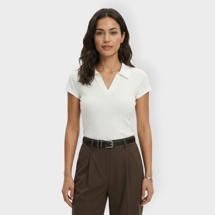 T-shirt Col Polo Coton Femme