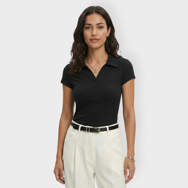 T-shirt Col Polo Coton Femme