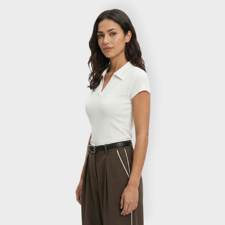 T-shirt Col Polo Coton Femme