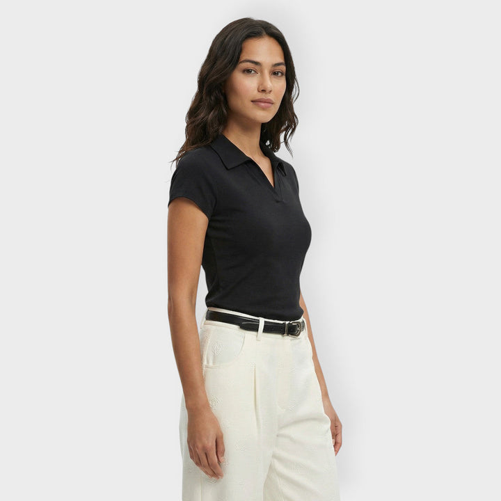 T-shirt Col Polo Coton Femme