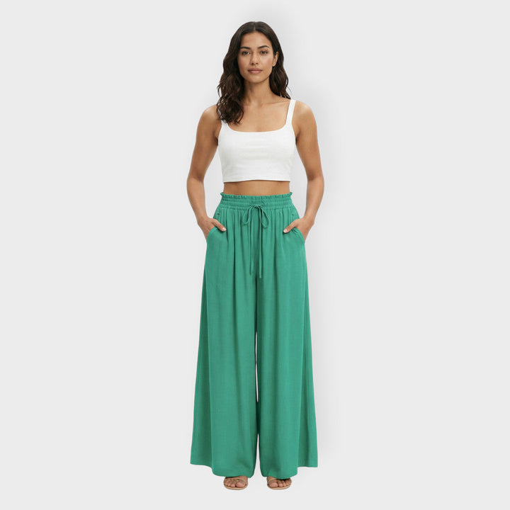 Pantalon Large Taille Élastique Femme
