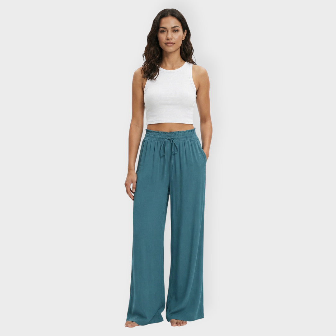 Pantalon Large Taille Élastique Femme
