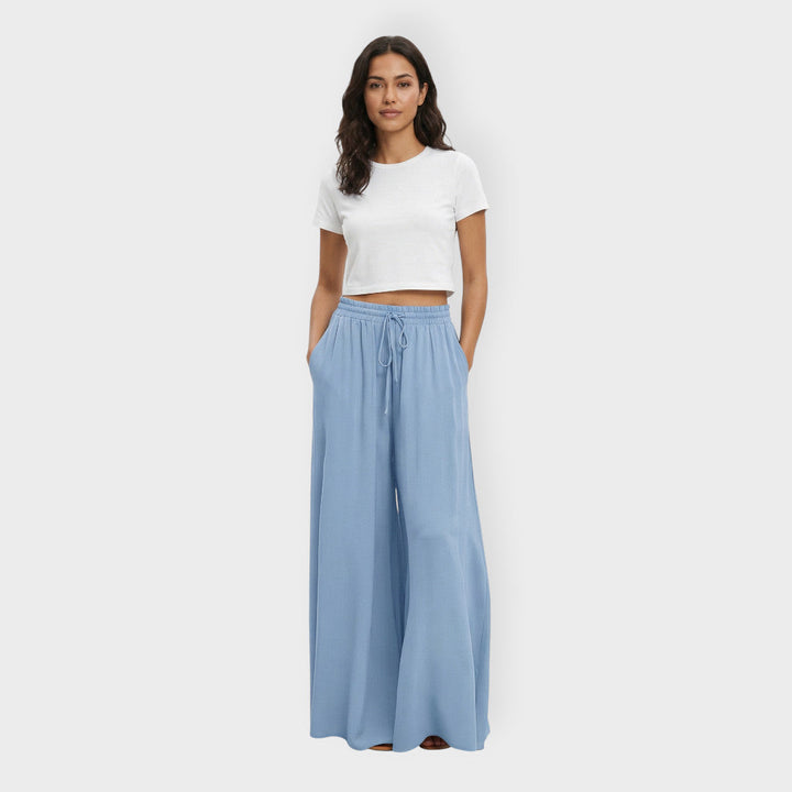 Pantalon Large Taille Élastique Femme