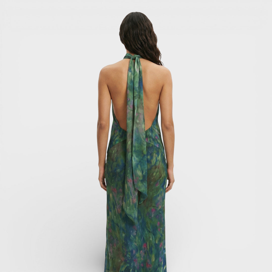 Robe Longue Soirée Imprimé Artistique