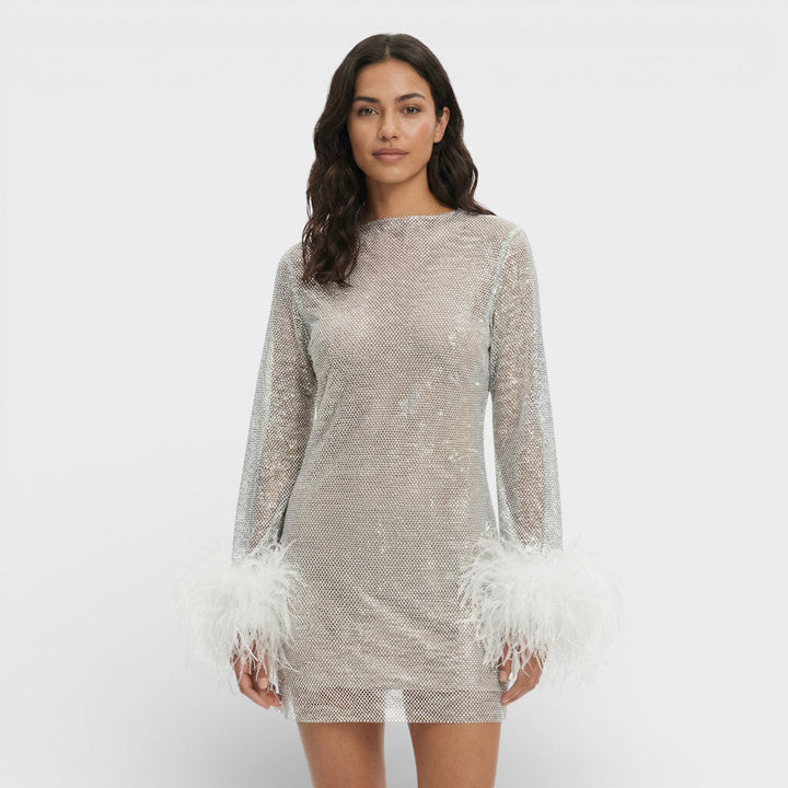 Robe Mini Soirée Plumes Femme