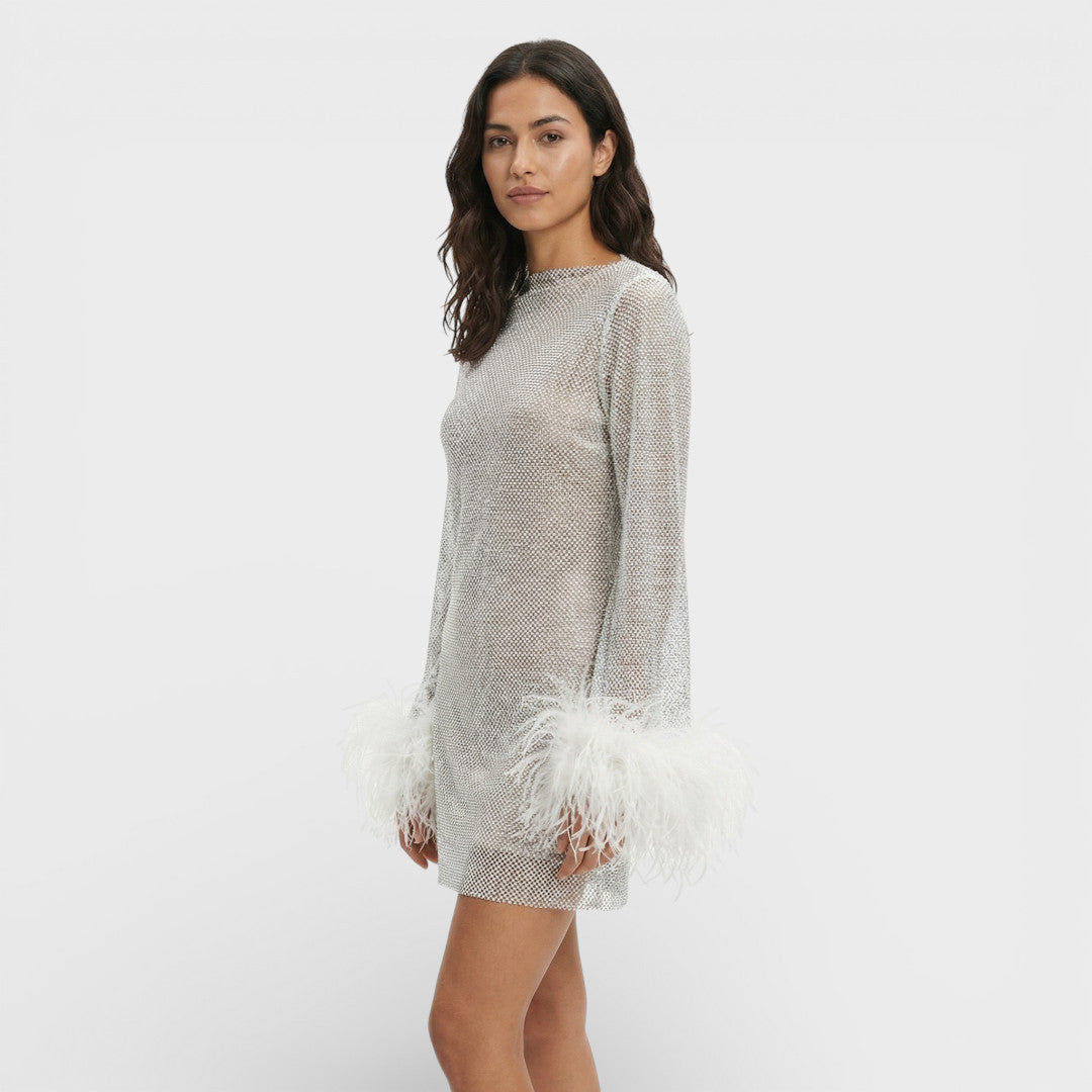 Robe Mini Soirée Plumes Femme