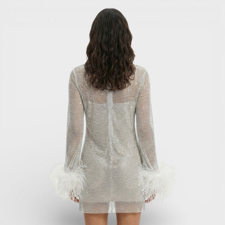 Robe Mini Soirée Plumes Femme