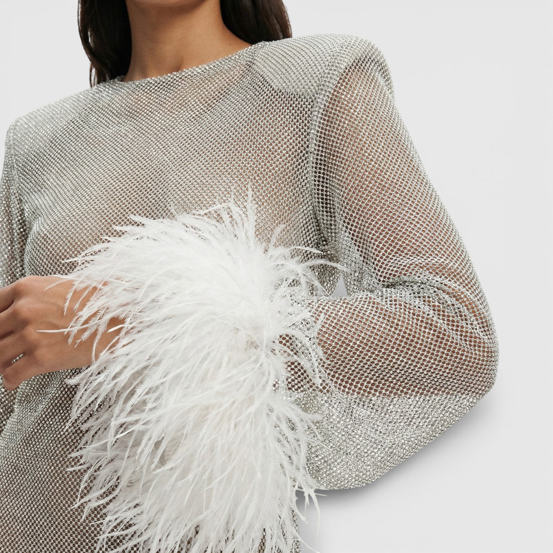 Robe Mini Soirée Plumes Femme