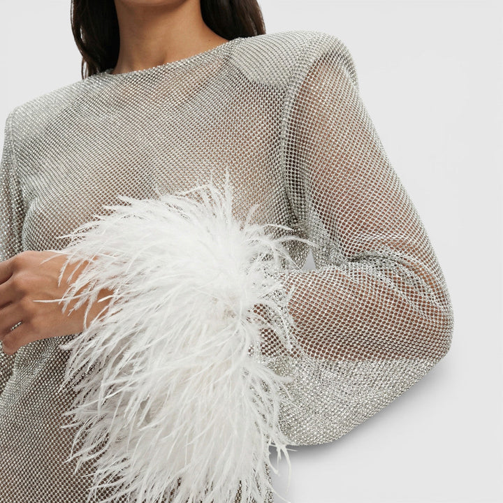 Robe Mini Soirée Plumes Femme