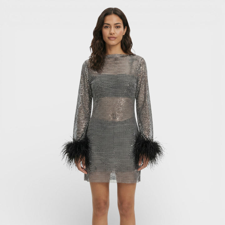 Robe Mini Soirée Plumes Femme