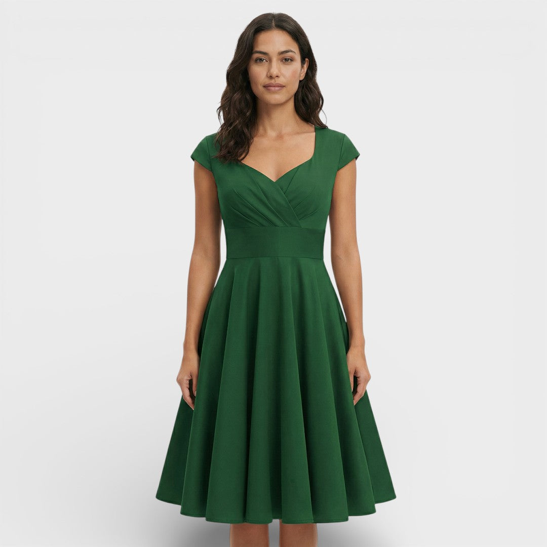 Robe Midi Rose Rétro Cocktail