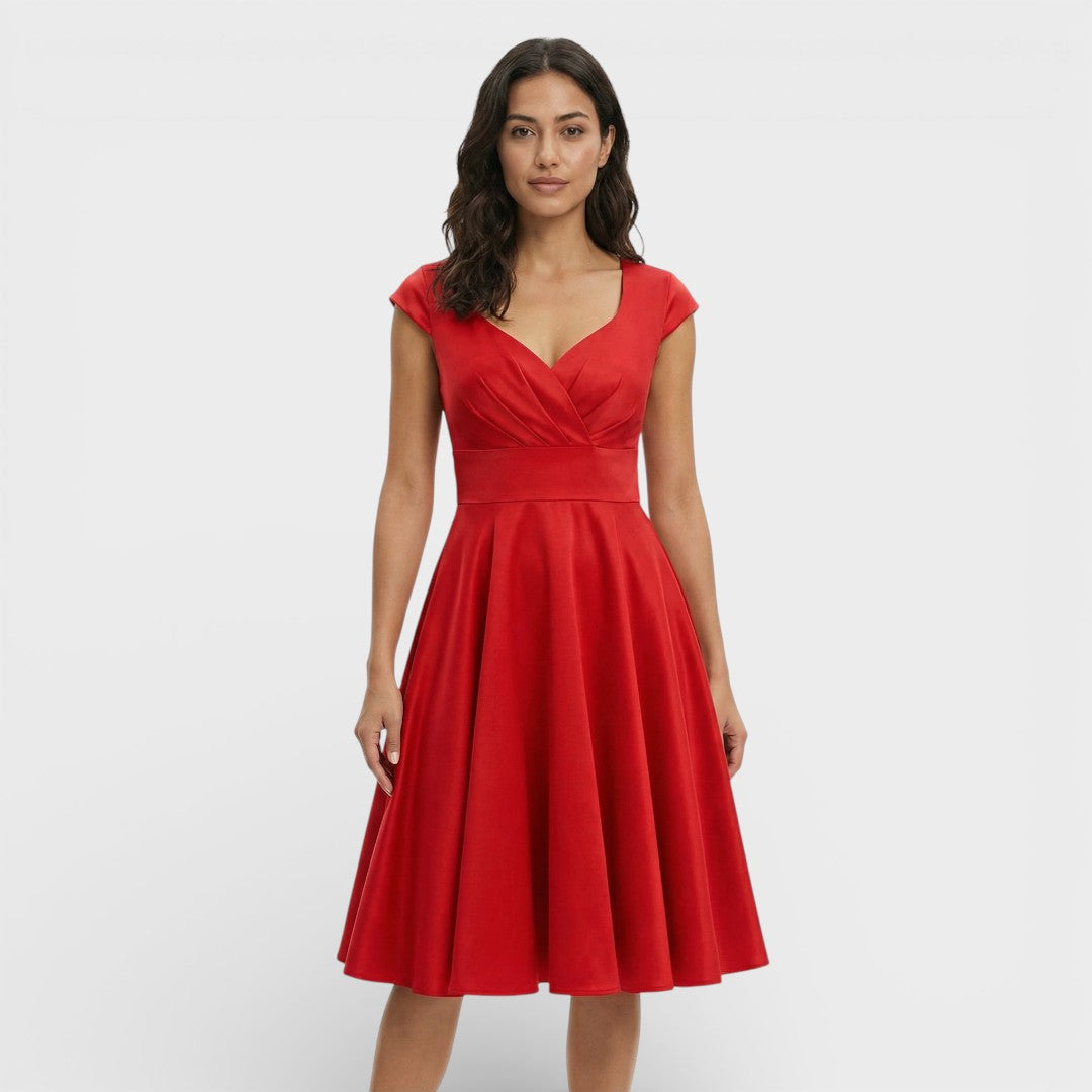 Robe Midi Rose Rétro Cocktail