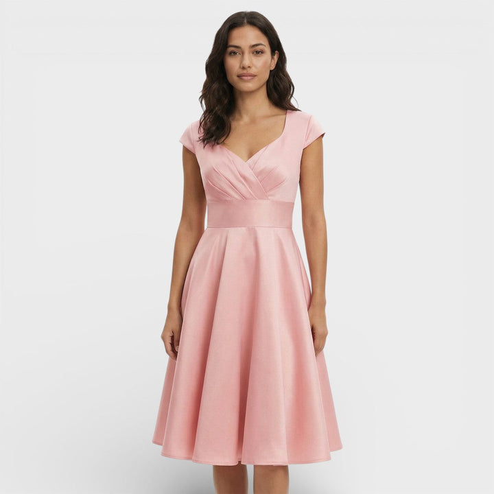 Robe Midi Rose Rétro Cocktail