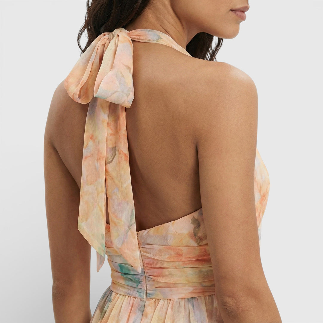Robe Maxi Imprimé Aquarelle Halter