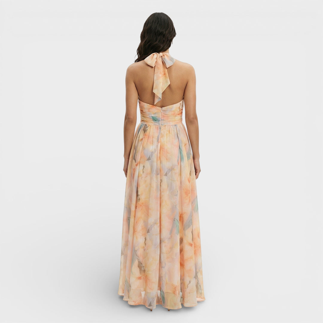Robe Maxi Imprimé Aquarelle Halter