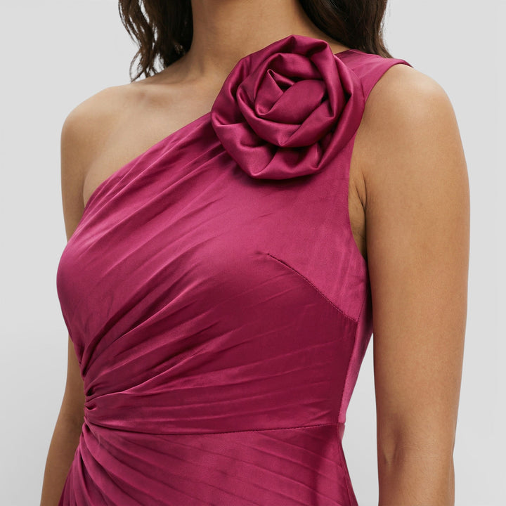 Robe Maxi Plissée Une Épaule