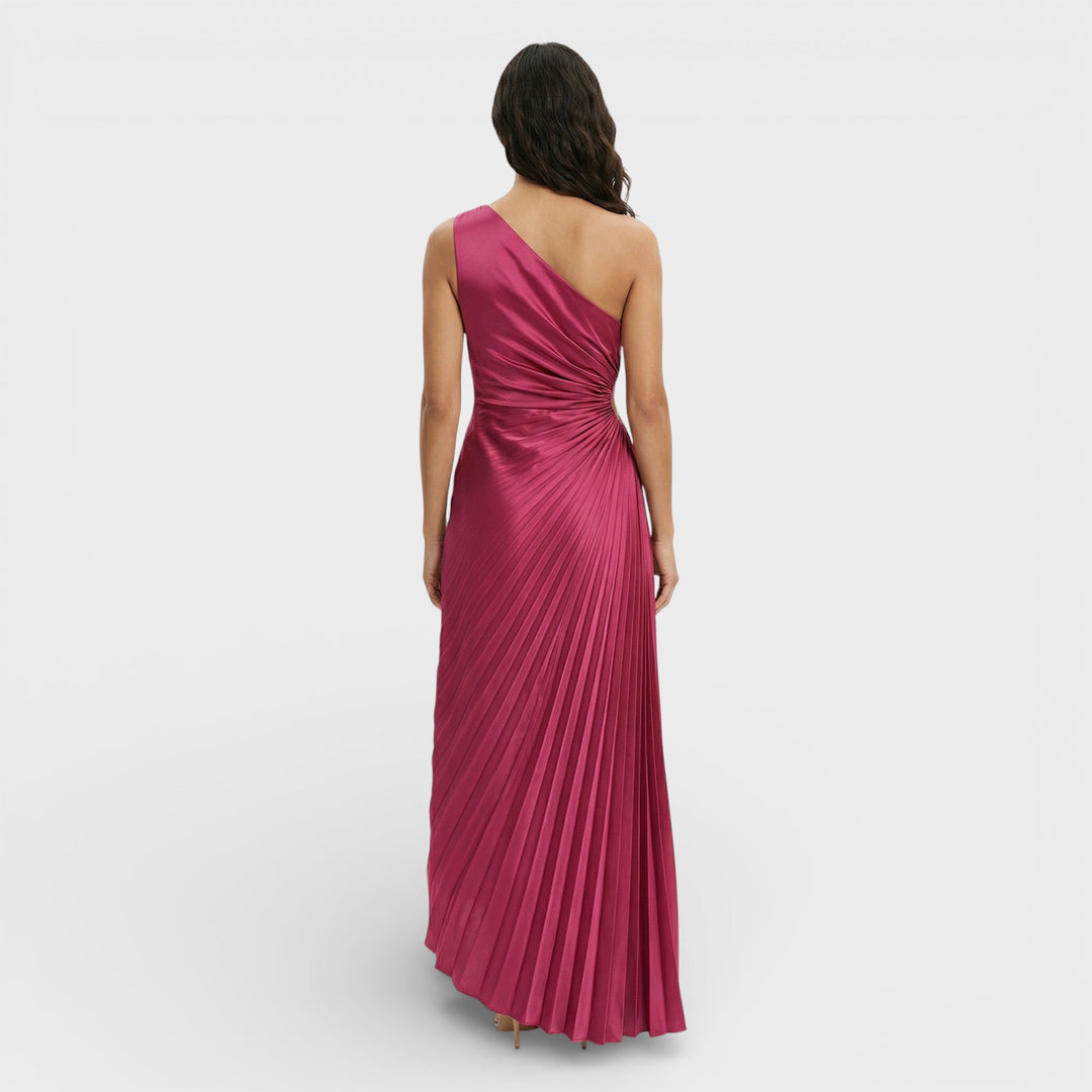 Robe Maxi Plissée Une Épaule