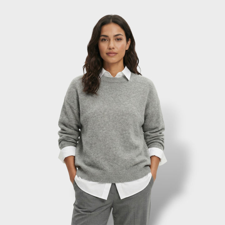 Pull Tricot Col Chemise Femme