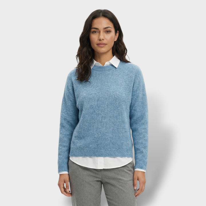 Pull Tricot Col Chemise Femme