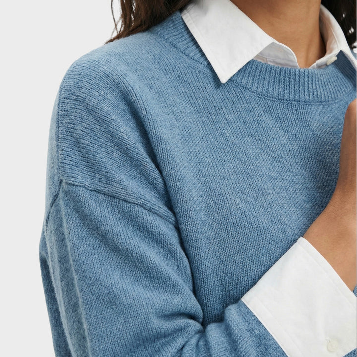 Pull Tricot Col Chemise Femme