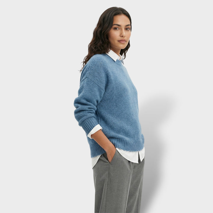 Pull Tricot Col Chemise Femme