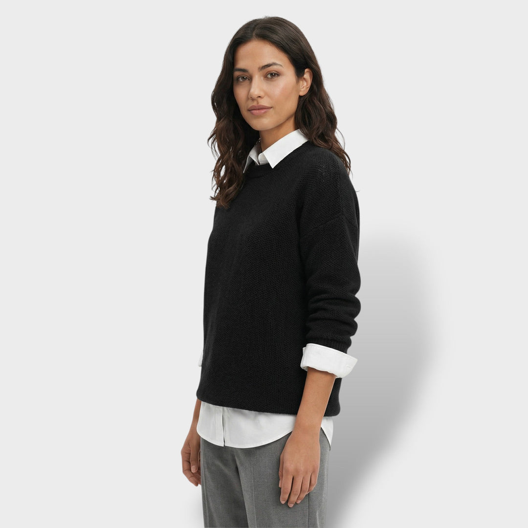 Pull Tricot Col Chemise Femme