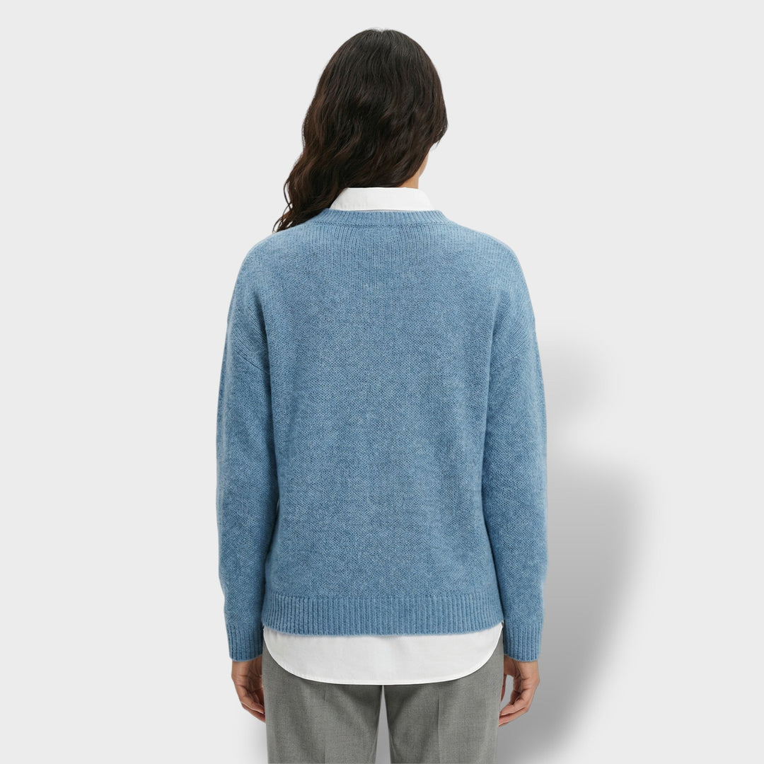 Pull Tricot Col Chemise Femme