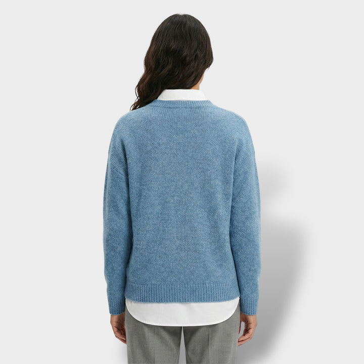 Pull Tricot Col Chemise Femme