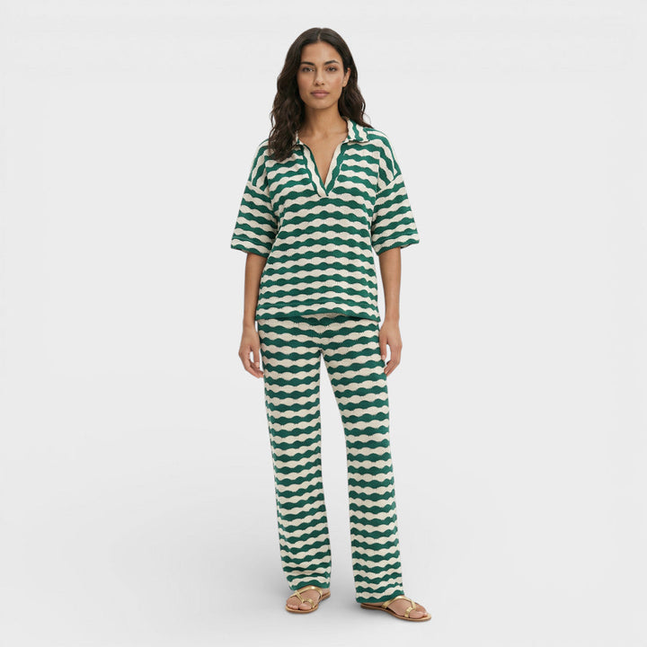 Ensemble Maille Femme Rayures Élégant