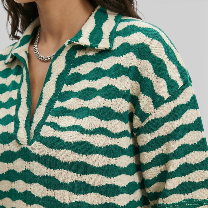 Ensemble Maille Femme Rayures Élégant