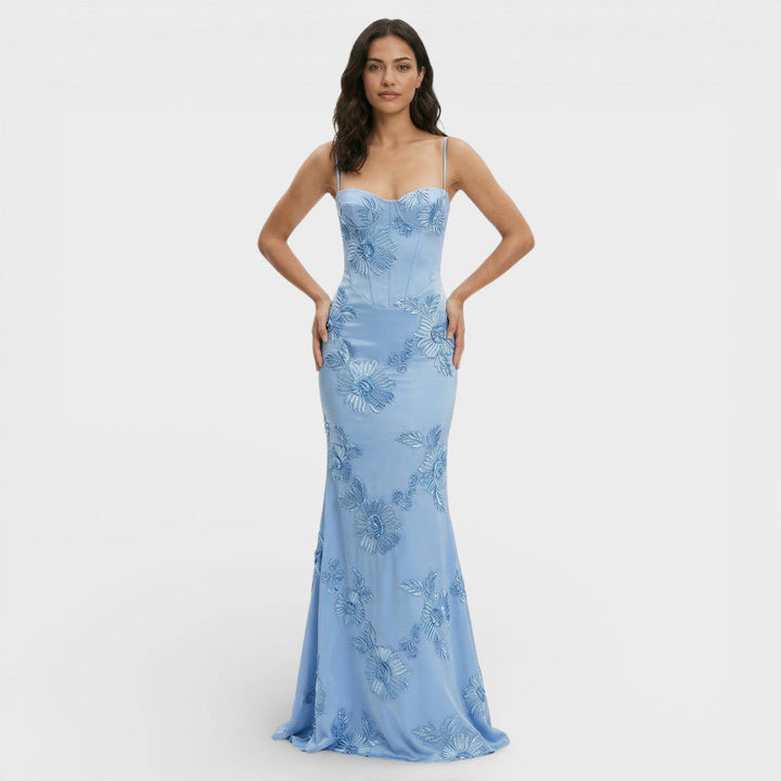 Robe Longue Soirée Brodée Corset