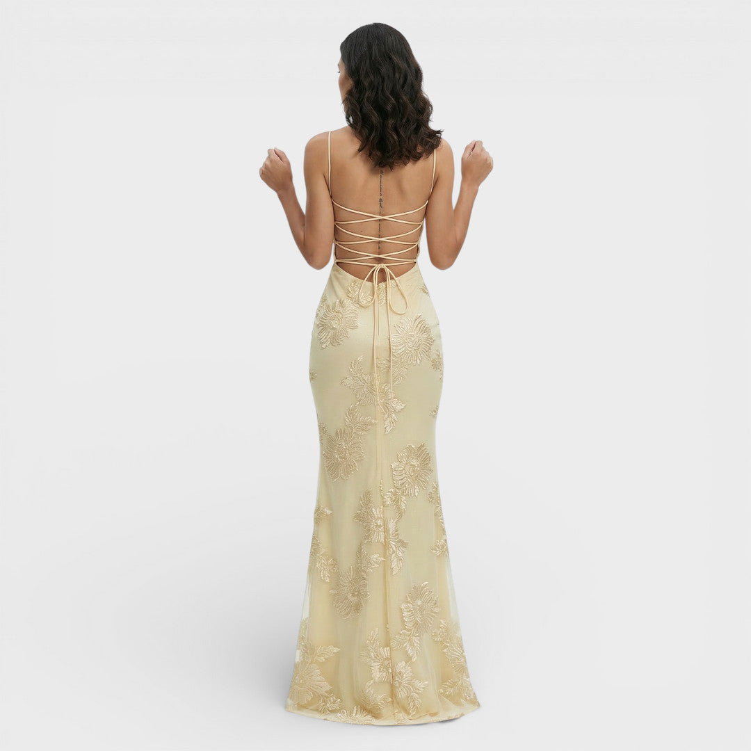 Robe Longue Soirée Brodée Corset