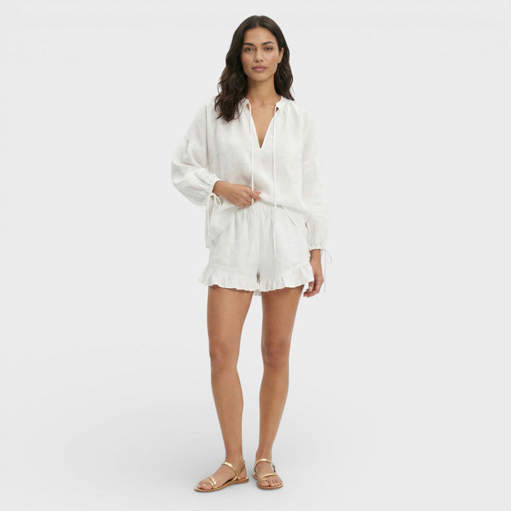 Ensemble Blanc Femme Blouse Shorts