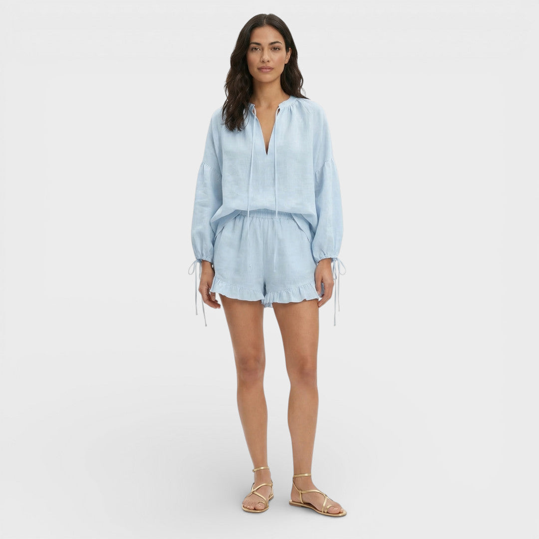 Ensemble Blanc Femme Blouse Shorts