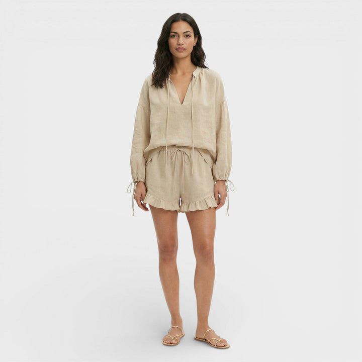 Ensemble Blanc Femme Blouse Shorts