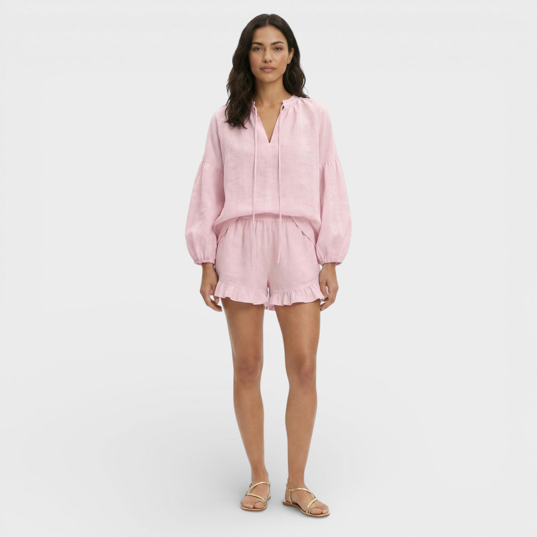 Ensemble Blanc Femme Blouse Shorts