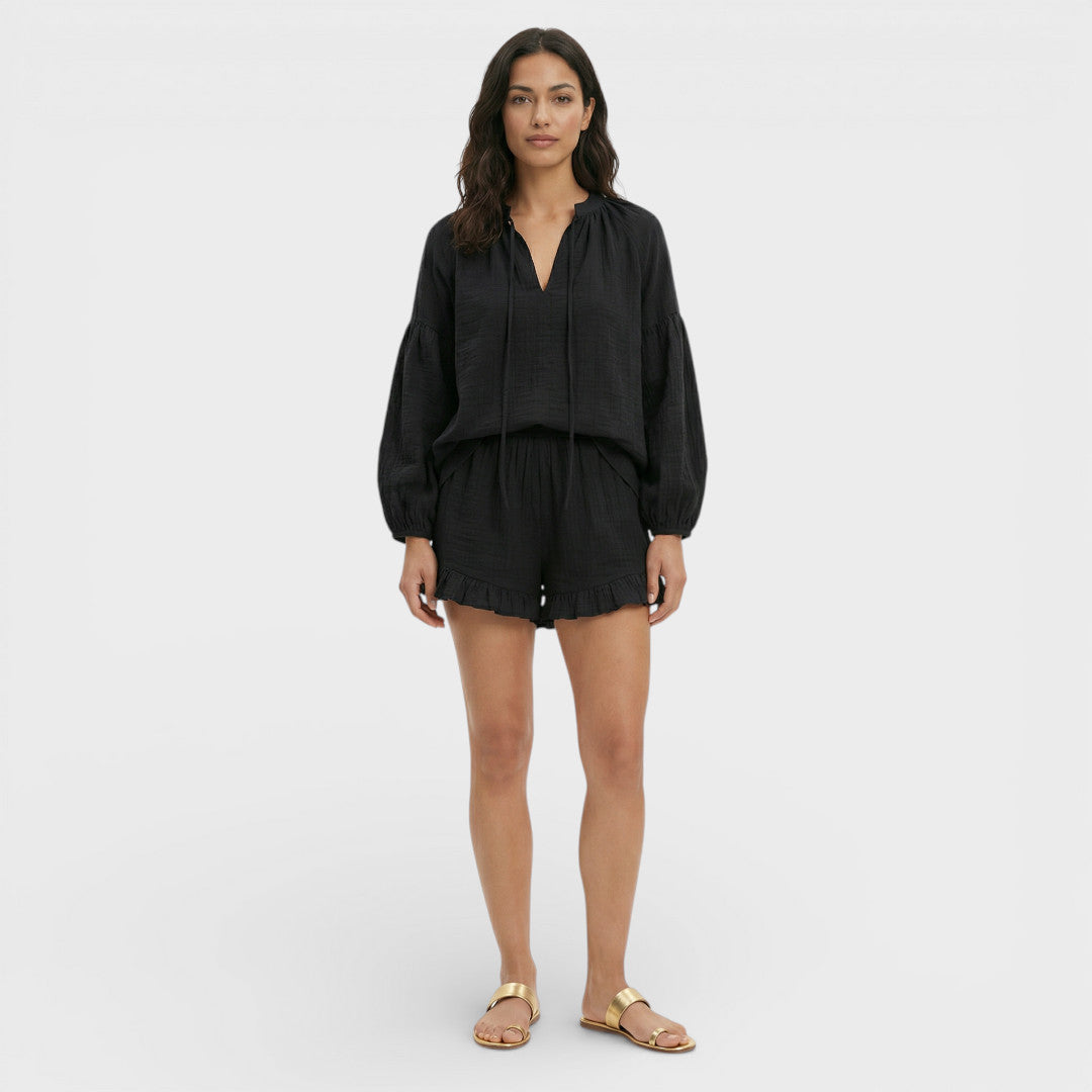 Ensemble Blanc Femme Blouse Shorts
