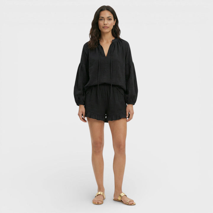 Ensemble Blanc Femme Blouse Shorts