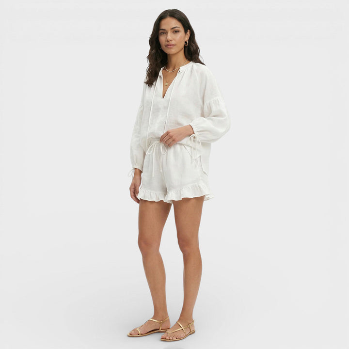 Ensemble Blanc Femme Blouse Shorts