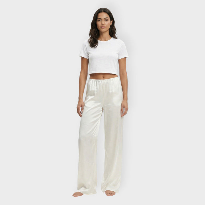 Pantalon Satiné Large Élastique Femme