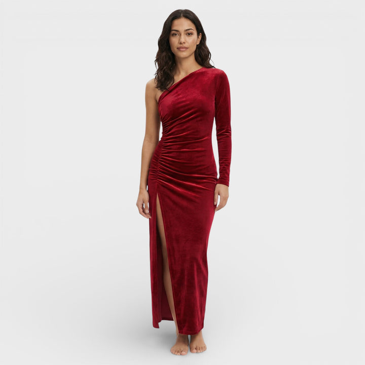 Robe Midi Velours Élégante Femme