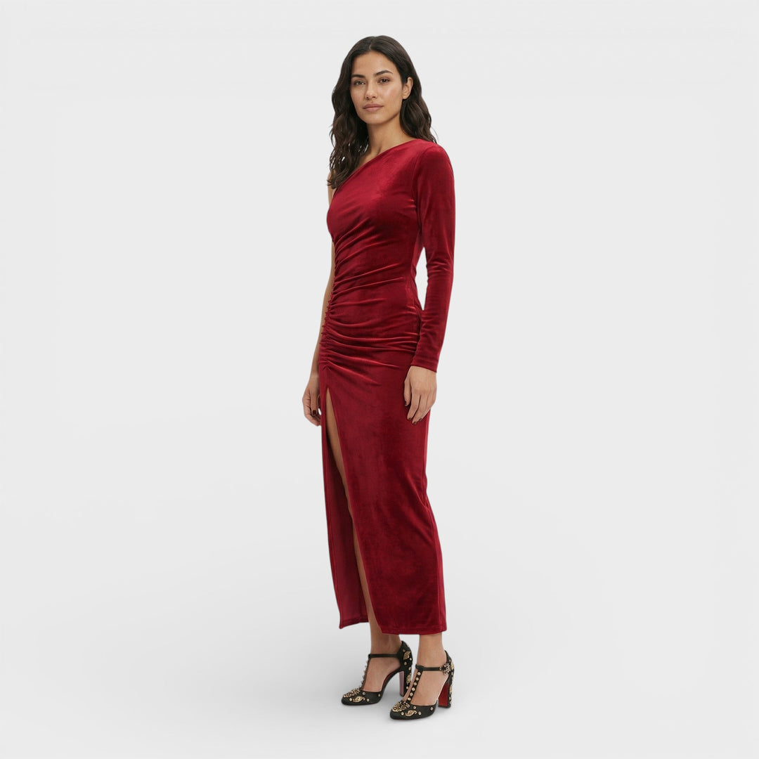 Robe Midi Velours Élégante Femme